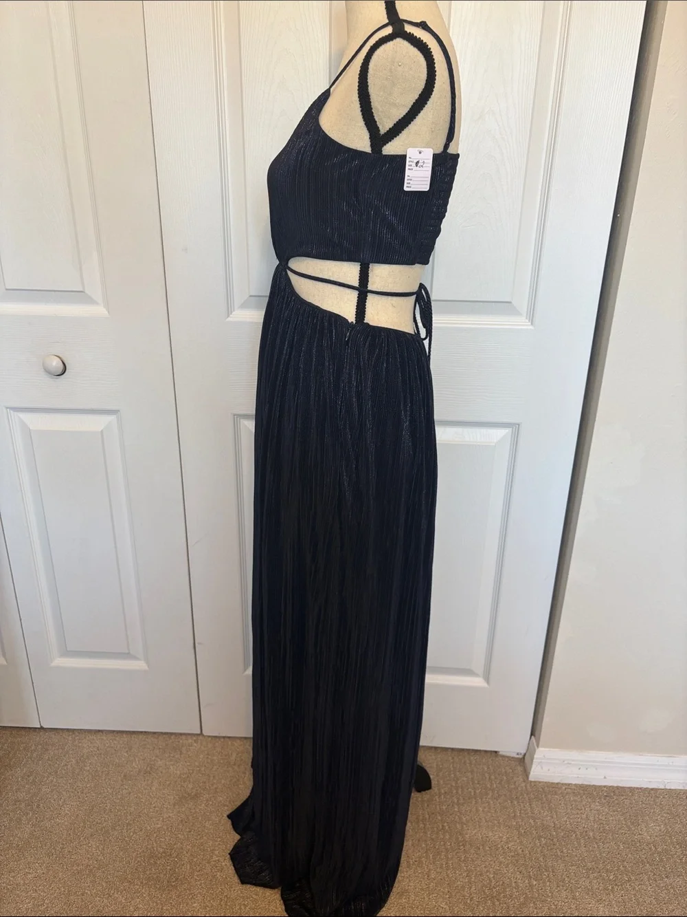 NWOT Jonathan Simkhai Daisy Metallic Cutout Pleated Maxi Gown. Size 2 & 4